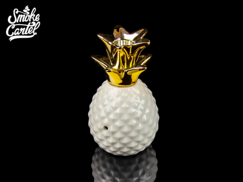 Art of Smoke Gilded Pineapple Ceramic Hand Pipe