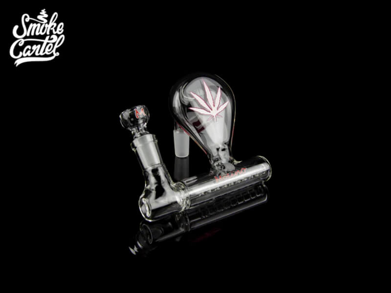 Molino Glass Inline Ash Catcher with Engraved Leaf